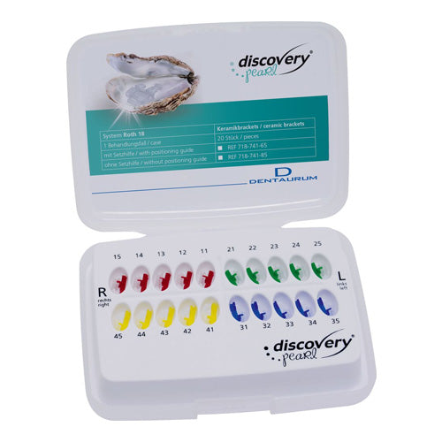 Caso brackets ceramicos discovery pearl con gancho en 3 4 y 5 Roth 1 Dentaurum Mexico